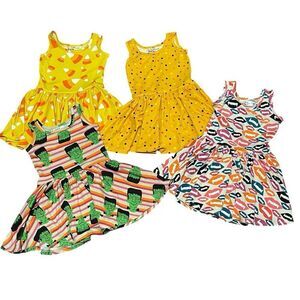 Dot Dot Smile 4 Sleeveless Halloween Dresses Orange Yellow Green Pink 12/24 mos